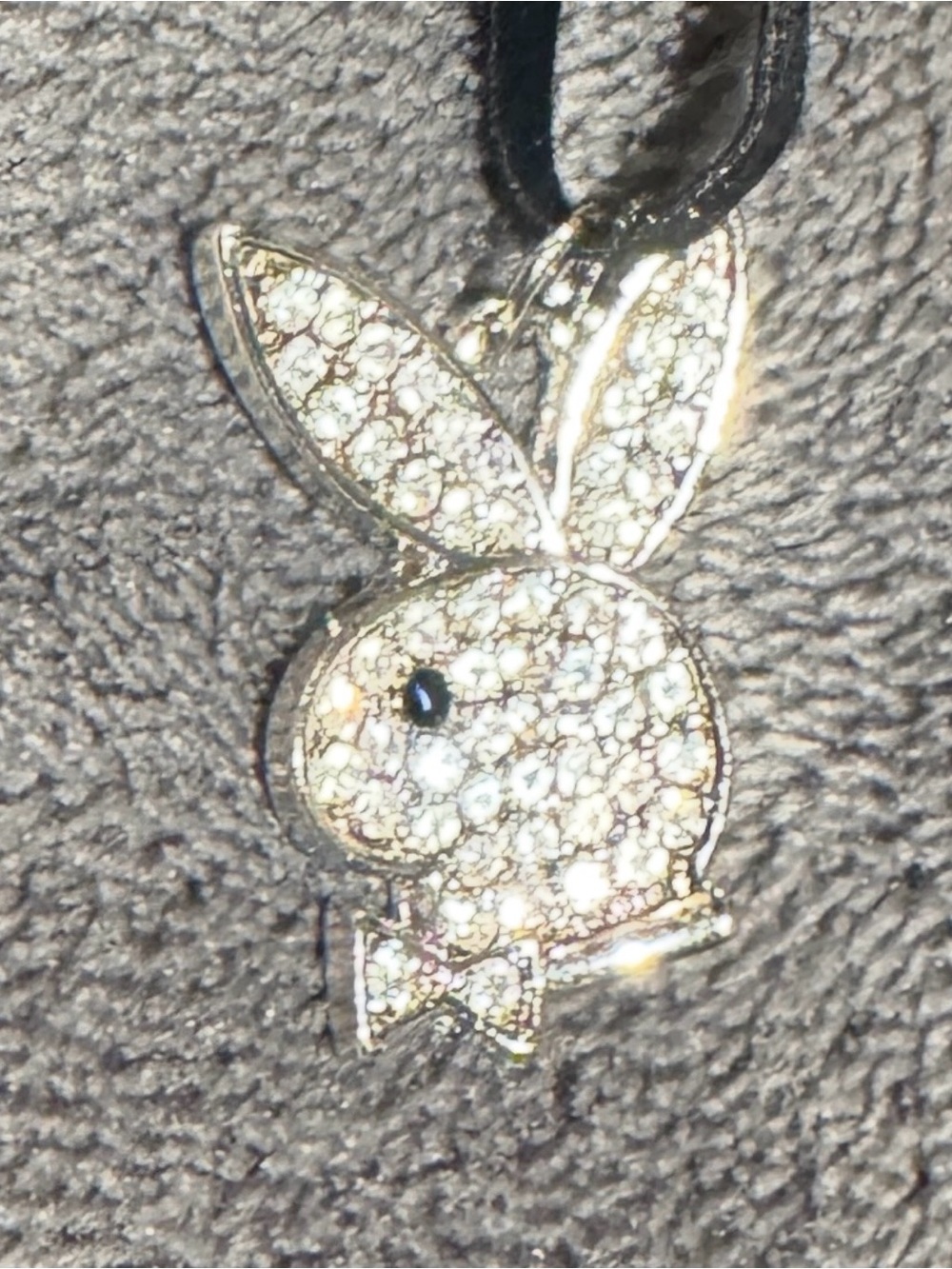 Sparkling Playboy Bunny Pendant Necklace - Clear Crystal